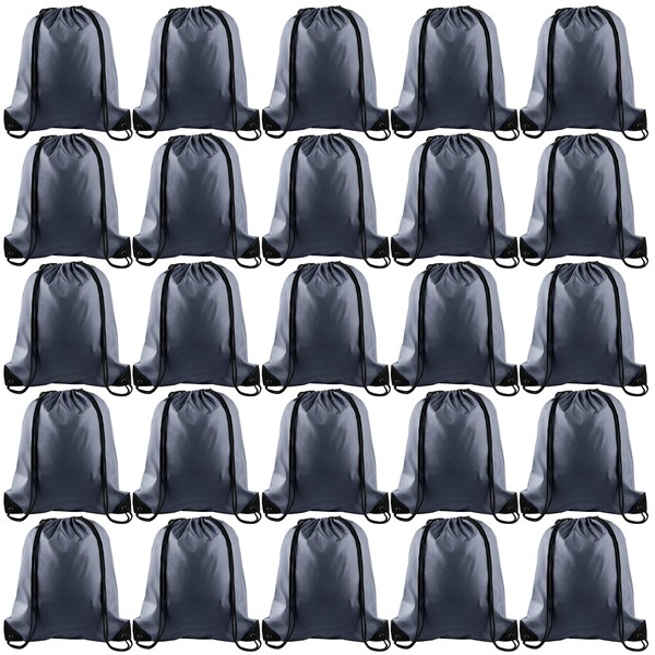 KUUQA 25Pcs Gray Drawstring Backpack Bulk Drawstring Bags String Backpack