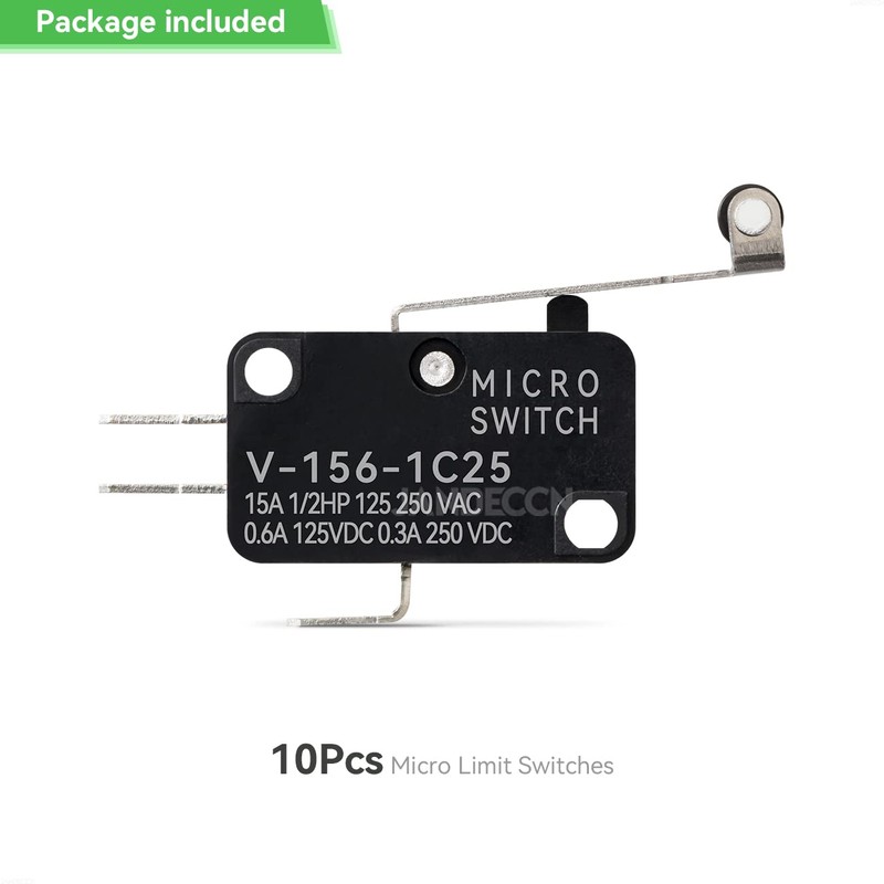 JANDECCN 10Pcs Lead Limit Switch Hinge Roller Lever Arm, SPDT