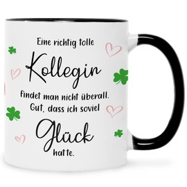 Bedruckte Tasse mit Spruch - Tolle Kollegin - Lustige Geschenke - Geschenk für Mama Papa Freunde Geburtstag Muttertag Vatertag Valentinstag Weihnachten - Männer & Frauen - Farbe: Schwarz & Weiß