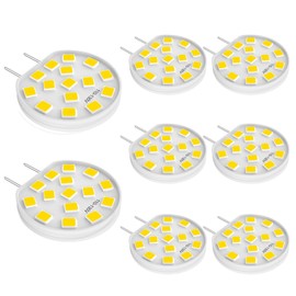 G8 LED 3W Mini Disc Puck Light Bulbs, 120V 20W 25W T4 JCD Type Halogen Equivalent, G8 Bi-Pin Base, Natural White 4000K, Under Cabinet Light Bulb, 8 Pack