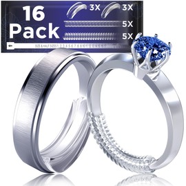 TECEUM Ring Size Adjuster Kit for Loose Rings – Set of 10 Spiral & 6 Pad Ring Guards – Unisex Ring Tightener for Types Wide Women's Rings – Invisible Spacers with Microfiber Cloth