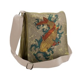Ambesonne Japanese Messenger Bag, Koi Fish Art, Unisex Cross-body