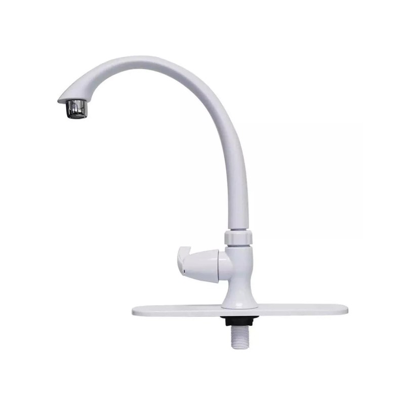 Llave para Lavabo de Cuello Rígido color Blanco para Fregadero