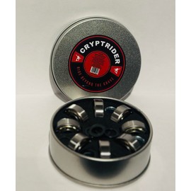 CRYPTRIDER Set Of 8 ABEC-9 Precision Skateboard Bearings 608ZZ – Carbon Steel - Deep Groove- Ultra-Smooth, Durable for Skateboards, Longboards & Scooters