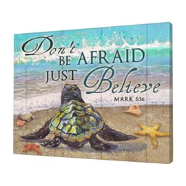 Sea Turtle Wall Art Beach Ocean Pictures Wall Decor Bible Verse Canvas Painting Prints Coast Secnery Artwork Modern Home Decoration Framed for Living room Bedroom Bathroom Office 12"X16"