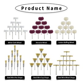 Yasumai60 Pcs Polishing Buffing Abrasive Buff Wheel Cloth Wheel Set Cotton Felt Mounted Mandrel for Rotary Tool and Brass Wire Brush Wheels for Jewelry and Watch Clean Tools-1/8 Inch Shank