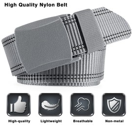 EIOKBECY Men's Canvas Belt, Tactical Belt with Infinitely Adjustable Belt Buckle, Nylon Belt for Outdoor, Work, Military, Leisure. Belt Men's Work Belt, Black+grey