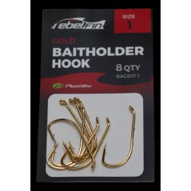 rebelFIN Baitholder BAIT HOOKS - GOLD - Size: 10, 8, 6, 4, 2, 1 - 1 (8-QTY)