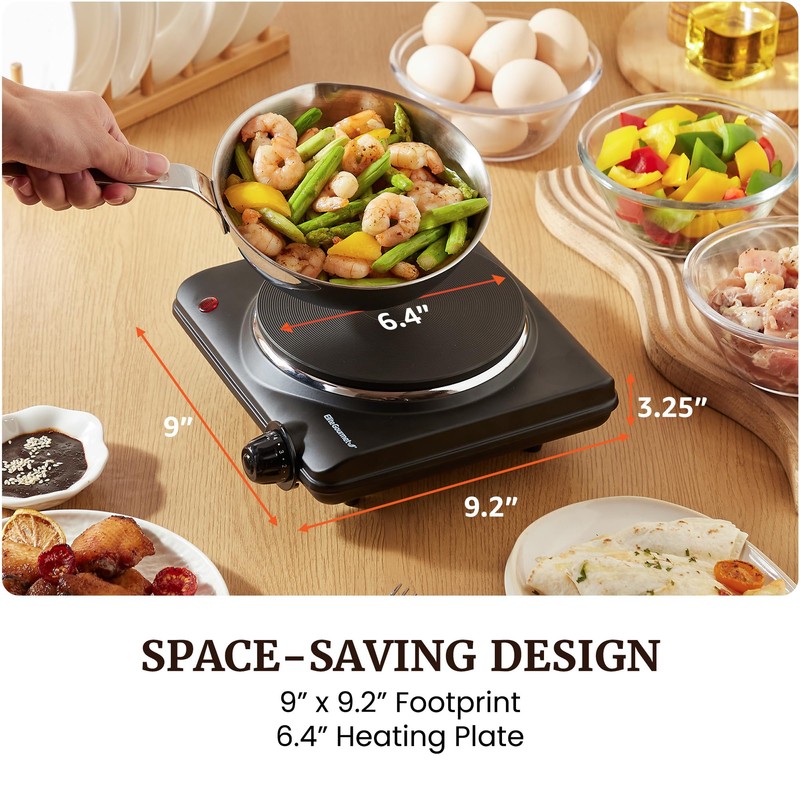 Elite Gourmet Electric Burner, 1000W Cast Iron Hot Plate, 7