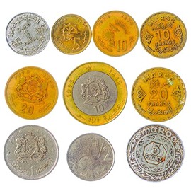 Morocco 10 Mixed Coins | Santimat | Francs | Dirham | Moroccan Currency Since 1957