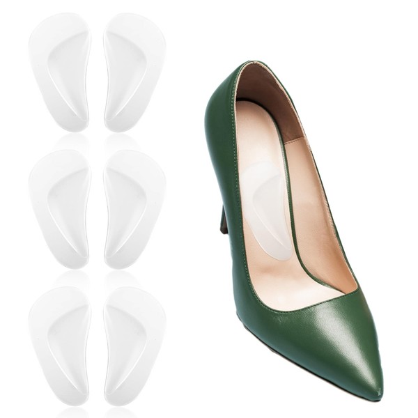 3 Paar Gel-Fußgewölbe-Pads, Fußgewölbeunterstützung, Einlegesohlen für Damen, selbstklebend, hohes Fußgewölbe,
