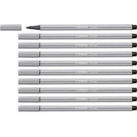 STABILO Pen 68 Medium Cold Grey Pack of 10 - Premium Felt-tip Pen