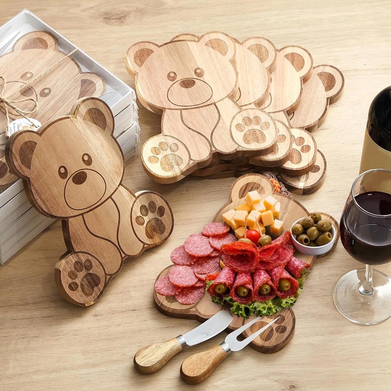 12 Set Baby Shower Prize Bear Shaped Cheese Board Gift,