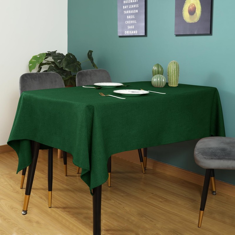 WAITER TREE Faux Linen Tablecloth Rectangle Washable Wrinkle and Water