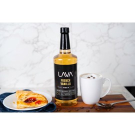 LAVA Premium French Vanilla Syrup, Natural Vanilla Coffee Sweetener, 33.8oz (1-Liter), Made with 100% Sugar, No Artificial Sweeteners, Flavors, or Colors. (1-Pack)