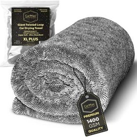 CarMax® - Original Twisted Loop Car Drying Towel - Double-Sided XL Plus- 80cm x 50cm 1400gsm Microfibre Towel for fast streak-free drying and detailing.