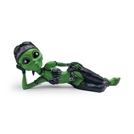 John Bernard & Company Alien Invasion Sexy Biker Babe Lying 10 Inch L Funny Home or Garden Alien Statue Biker Figurine (Cosmic Green)