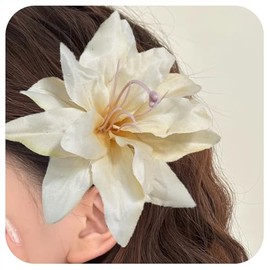 Smooth Lily Hair Accessory, Off-White, Three-Dimensional And Full, Luxurious And Elegant Design, Quality And Style, Magnificent And Exquisite.