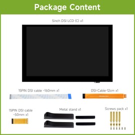 Waveshare 5 inch Capacitive Touch Display with Stand for Raspberry Pi, 1024 x 600 Pixels, Driver-Free, 178° Wide Viewing Angle IPS Panel, DSI Interface, Toughened Glass Panel, for Raspberry Pi 5