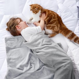 Bedsure Bedding Fleece Blanket for Girls and Boys - Soft Cozy Cute Small Throw Blankets for Travel, 43x55 Inches, Light Grey