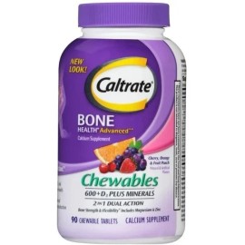 Caltrate 600+D Plus Minerals Chewable Tablets Assorted Fruit Flavors, 90 ea...