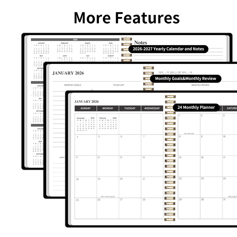 KMQOY Monthly Planner 2026-2027, 2026 Calendar 24 Months Planner, Jan