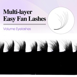 Easy Fan Lashes Three-Tier, 3D Fluffy Lashes Easy Fan D Curl 0.05mm Mixed 9-13mm Russian Lashes Eyelash Extensions Individual Eyelashes(Easy Fan-3D-12-H-05-D-9-13)