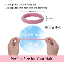 LuSeren 120 Pcs No Damage Hair Ties for Thick Hair, Large Soft Seamless Nylon Hair Elastics for Women, Ponytail Holders Accessories –Pink