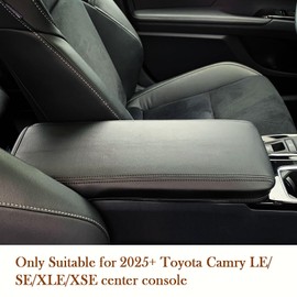 Areeyils Car Center Console Pad Armrest Cover for 2025 Toyota Camry Accessories，Black Leather Toyota Camry 2025 Accessories Center Arm Rest Cover Protector