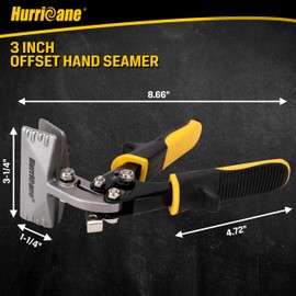 HURRICANE 3 Inch Offset Hand Seamer, Sheet Metal Bending Pliers for Roofing, Siding, HVAC, and Metalwork Applications