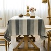 Cotton Linen Sewing Tassel Tablecloth Striped Tri-Colour Rectangular Tablecloth for
