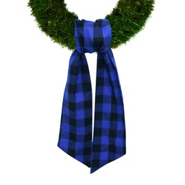 Fall Wreath Sash for Front Door, Christmas Blue Plaid Cotton Sash Holiday Baby Shower Wreath Accessories for Home Thanksgiving Decorations