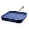 Granitestone Blue Non Stick Grill Pan, 10.5" Indoor Stove Top Grill with Stay Cool Handle, Ultra Durable Bacon Pan/Grill for Stovetop, Even Heating, Dishwasher & Oven Safe, 100% Healthy & Toxin Free