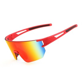 WANWAN Men Women Cycling Sunglasses, 80s Sport Baseball Mirrored Sun Glasses for Youth Adults Running Softball