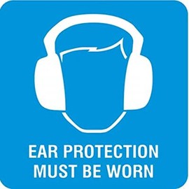 eSplanade Ear Protection Sign Decal Sticker - Easy to Mount Weather Resistant Long Lasting Ink Size (5" x 5")