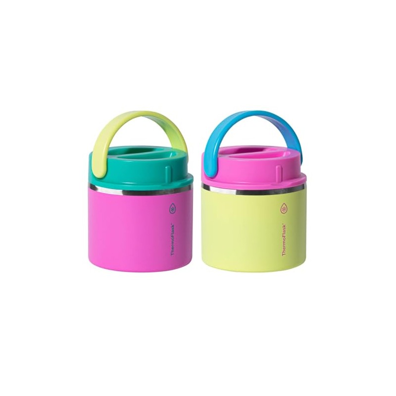 Thermoflask 20 oz Insulated Food Jar, 2-Pack, Pink and Blue,