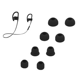 Replacement Eartips Compatible with Powerbeats 3 Powerbeats 2/1, 4 Pairs Replacement Earbuds Silicone Ear Tips Eargels Set - Small, Medium, Large and Double Flange (Black)