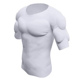 Ypnrd Adult Muscle Suit Fake Chest Ice Silk Enhancer Shaper Quick Drying Undershirt,White,XL