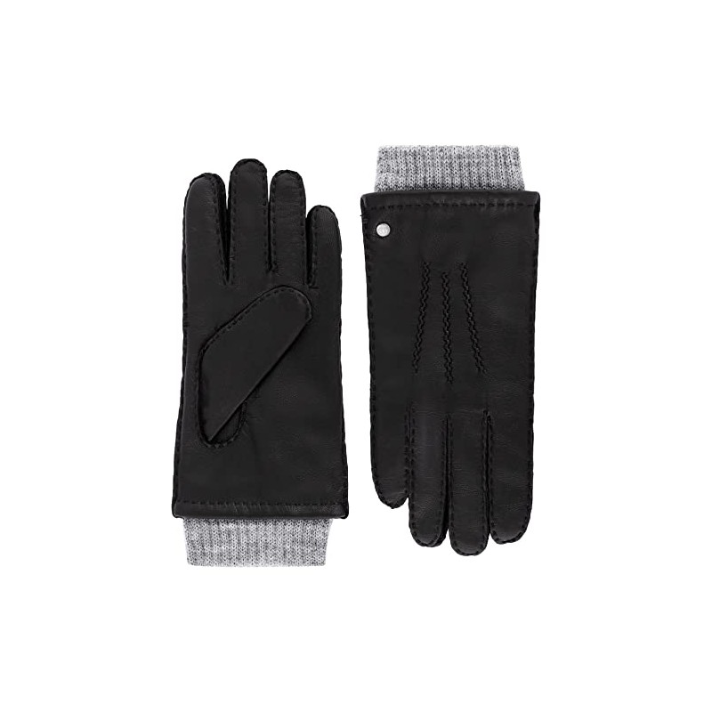 Roeckl Men's Metz Leather Gloves, Black/Grey, 9, Black / Grey