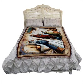 Christmas Three Kings - Lynn Bywaters - Blanket Throw Woven from Cotton - Made in The USA (72x54)