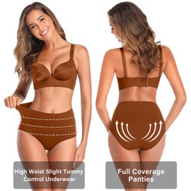 Annenmy Cotton Underwear for Women High Waist Panties Tummy Control Briefs Soft Strech Ladies Breathable Panties 5 Pack L