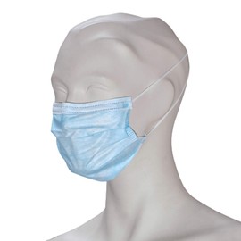 Surgical Mouth Guard EN 14683 Type II Blue 3-Ply High Quality Rubber Loops PP Fleece Moldable Nose Clip Certified Pack of 50