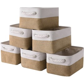 Sacyic Small Baskets for Organizing, [6 PCS] Collapsible Storage Baskets for Shelves, Storage Bins Boxes Cubes for Clothes Books