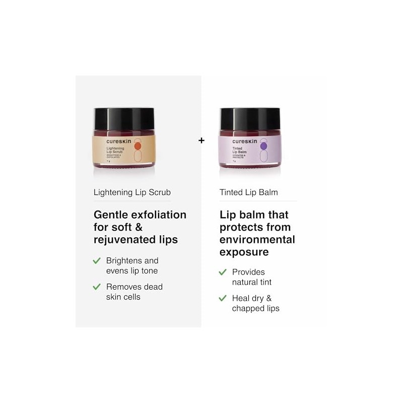 CureSkin Combo de Exfoliante Labial Aclarante + Bálsamo Labial con