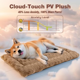 MORA PETS Medium Dog Crate Bed Flat Dog Bed Mat with Anti-Slip Bottom Washable Pet Blanket Cushion for Puppy Cats Kitten, 60x45cm, Brown