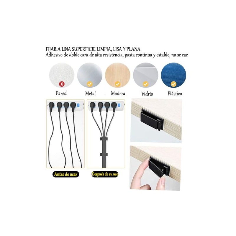 Lumbor37 Clips Organizador de Cables Autoadhesivo, 50 Piezas Clips Adhesivos