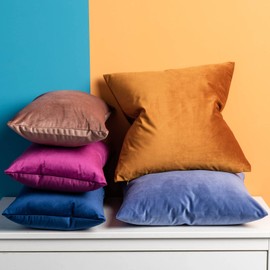 JUSPURBET Throw Pillow Covers Set of 2 Decorative Velvet Pillow Covers for Couch Sofa Bed Soft Cushion Covers Cases with Invisible Zipper for Living Room Home Decor 16x16 inch, Jam