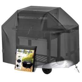 Azatemgo Barbecue Cover Weatherproof Gas Grill Cover Made of Thickened 420D Oxford Fabric Waterproof Windproof UV-Resistant Dustproof (145 x 61 x 117 cm)