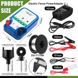 MorningRo 8-Mile Electric Fence for Preventing Animals Intruding, 12000V 2Joule Electric Fence Charger for Livestock, 50 Black Insulator, 1 Socket Tool, 250ft Aluminum Wire for Keep Out Predators