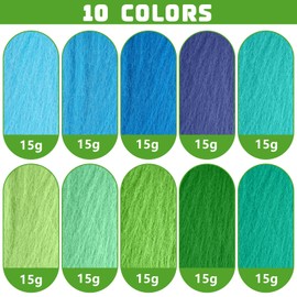 TTYSHIP® 10 Farben je 15 Gramm Filzwolle, Märchenwolle, Filzwolle Trockenfilzen Filzwolle Nassfilzen für Anfänger DIY Craft Projekte